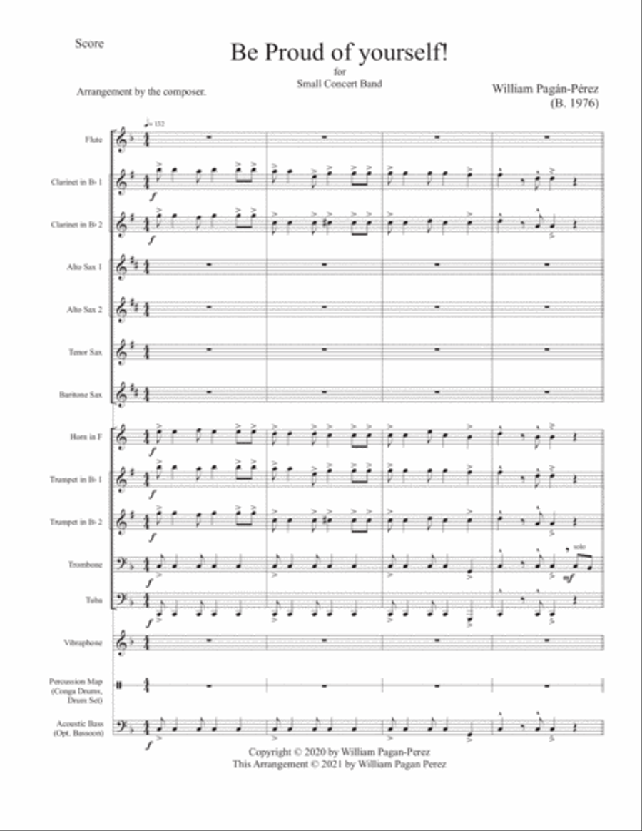Be Proud of Yourself! For Small Wind Ensemble Concert Band scores gallery preview page 2
