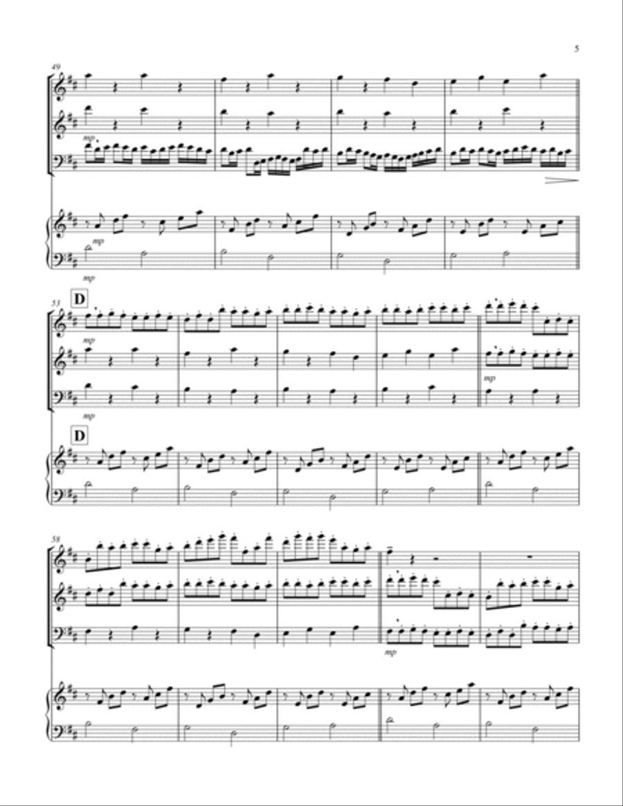 Canon in D (Pachelbel) (D) (Woodwind Trio - 1 Flute, 1 Oboe, 1 Bassoon), Keyboard) Chamber Music scores gallery preview page 5