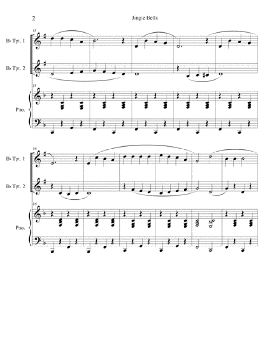 10 Christmas Duets for Trumpet with piano accompaniment vol. 1 Trumpet Duet scores gallery preview page 4