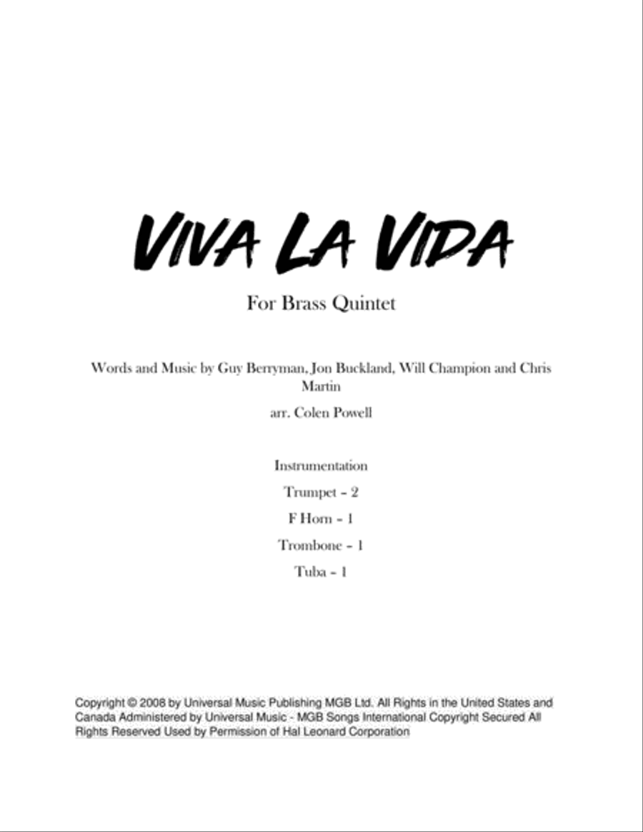 Viva La Vida Brass Ensemble scores gallery preview page 1