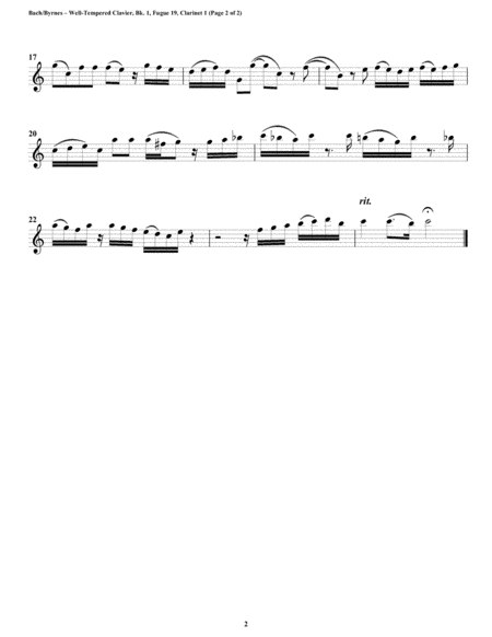 Prelude 19 from Well-Tempered Clavier, Book 1 (Clarinet Quartet) image number null