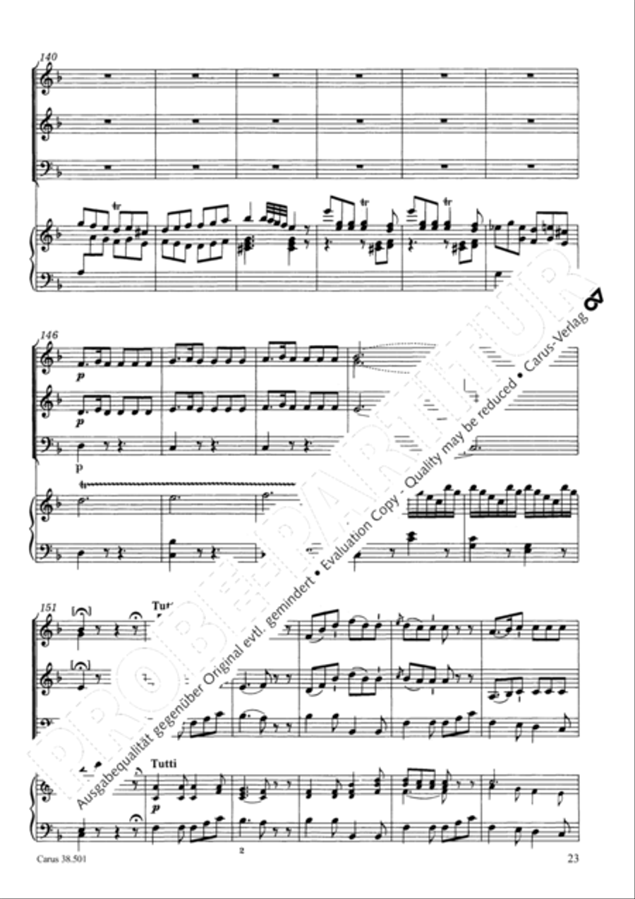 Organ Concerto in F major (Orgelkonzert in F) Violin scores gallery preview page 26