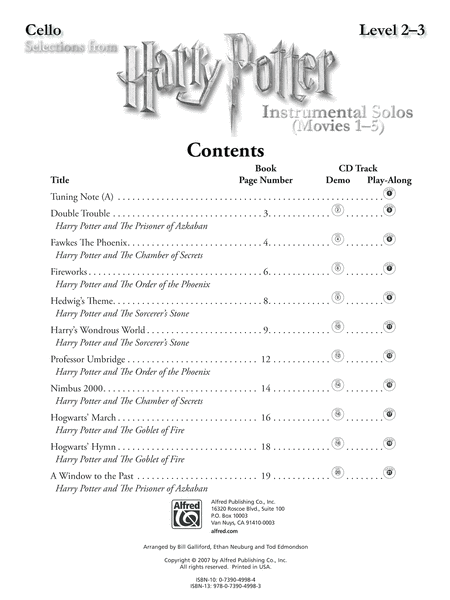Harry Potter, Instrumental Solos for Strings (Movies 1-5) image number null