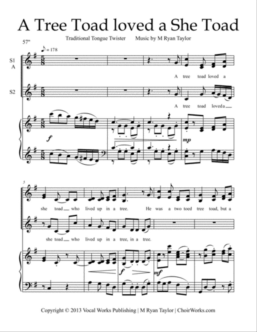 Ten Tone Twisters for SSA Choir & Piano SSA scores gallery preview page 2