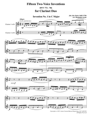 Fifteen Two-Voice Inventions for Clarinet Duet