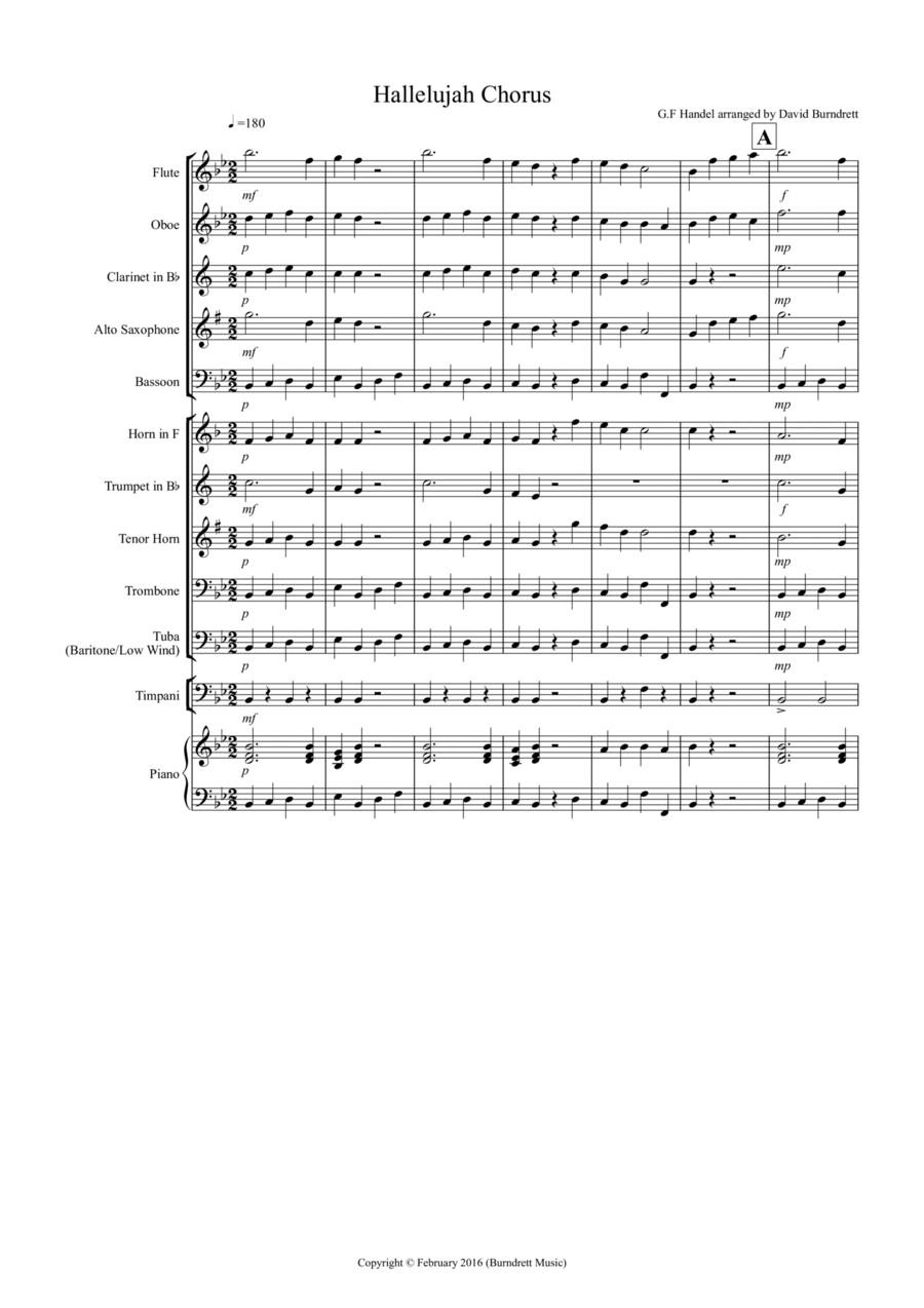 Hallelujah Chorus for School Wind Band - Score Only Concert Band scores gallery preview page 1