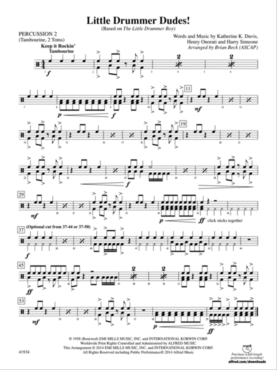 Little Drummer Dudes!: 2nd Percussion Concert Band scores gallery preview page 1