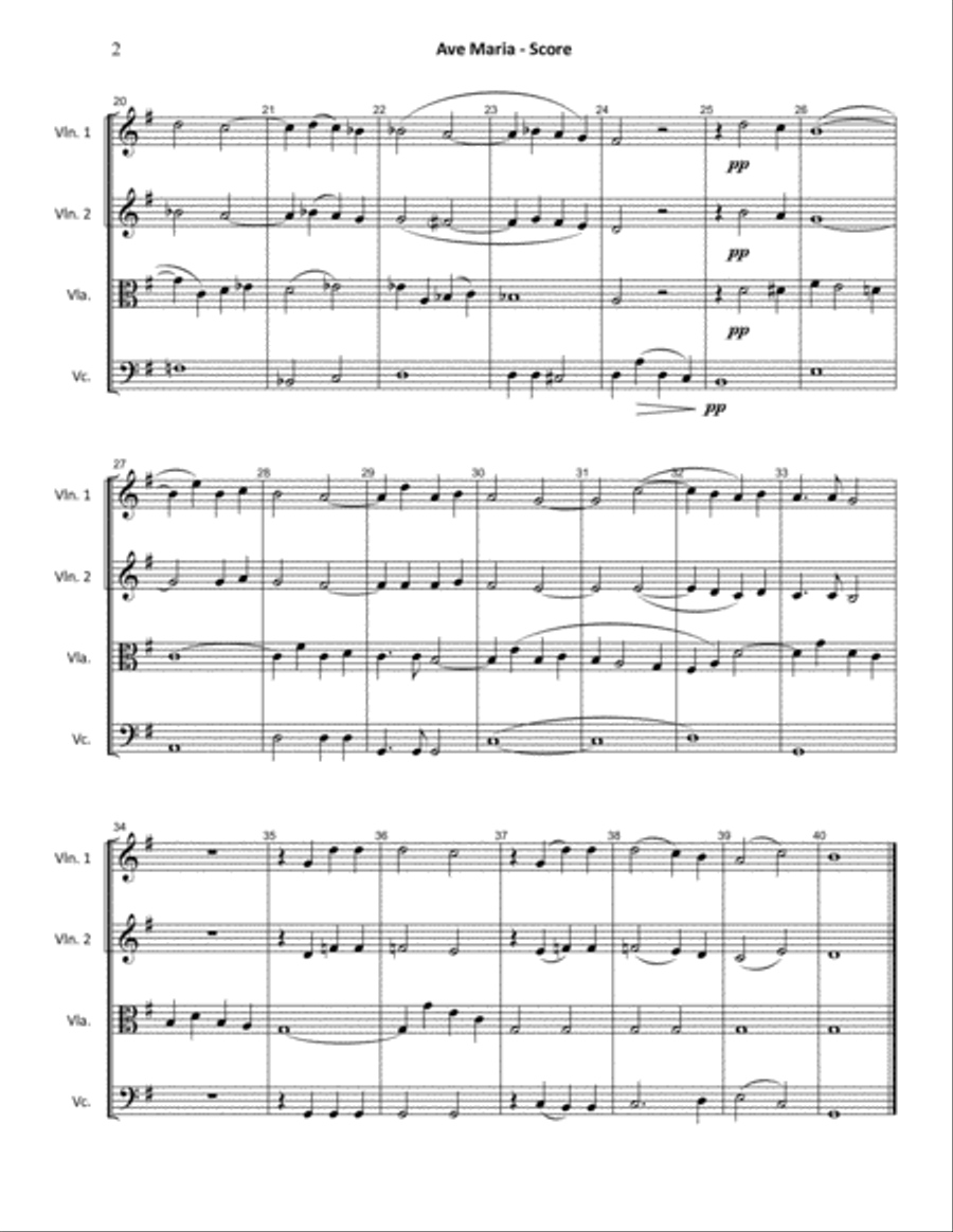 Ave Maria from Melodie sacre Anno X (Perosi) STRING QUARTET String Quartet scores gallery preview page 2