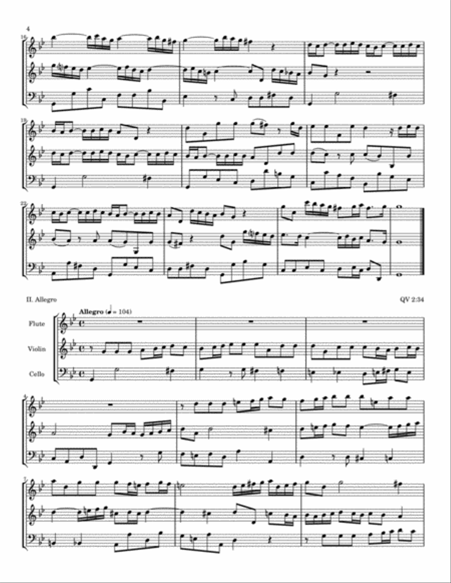 Quantz Trio Sonata in G Minor for Flute, Violin and Continuo, QV 2:34 Small Ensemble scores gallery preview page 4
