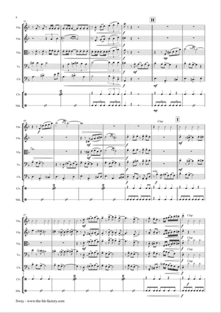 Sway (Quien Sera) String Quartet scores gallery preview page 4