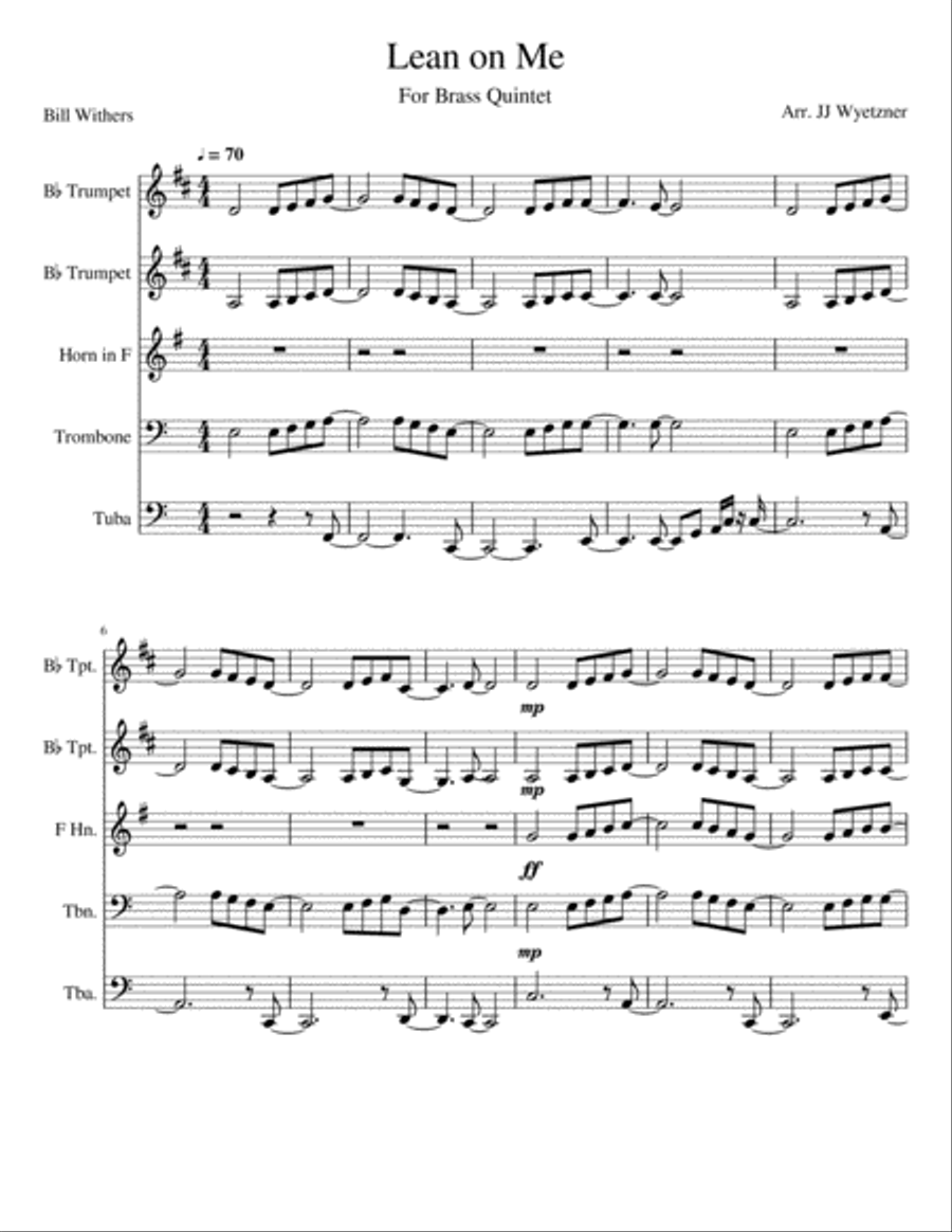 Lean On Me Brass Ensemble scores gallery preview page 1