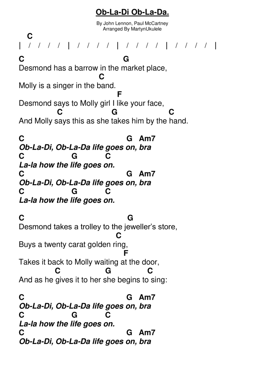 Ob-la-di, Ob-la-da Guitar scores gallery preview page 1