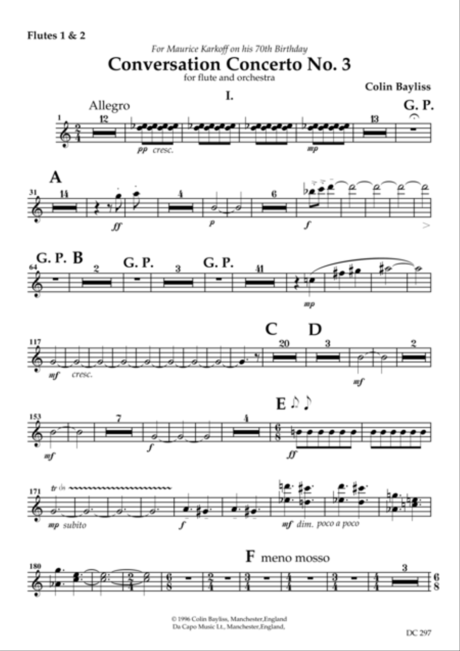 Conversation Concerto No.3 - for flute and orchestra [parts for woodwind and brass] Large Ensemble scores gallery preview page 1