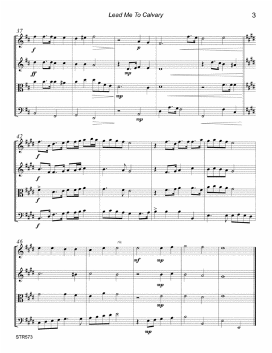 LEAD ME TO CALVARY - STRING QUARTET (unaccompanied) A Cappella scores gallery preview page 3