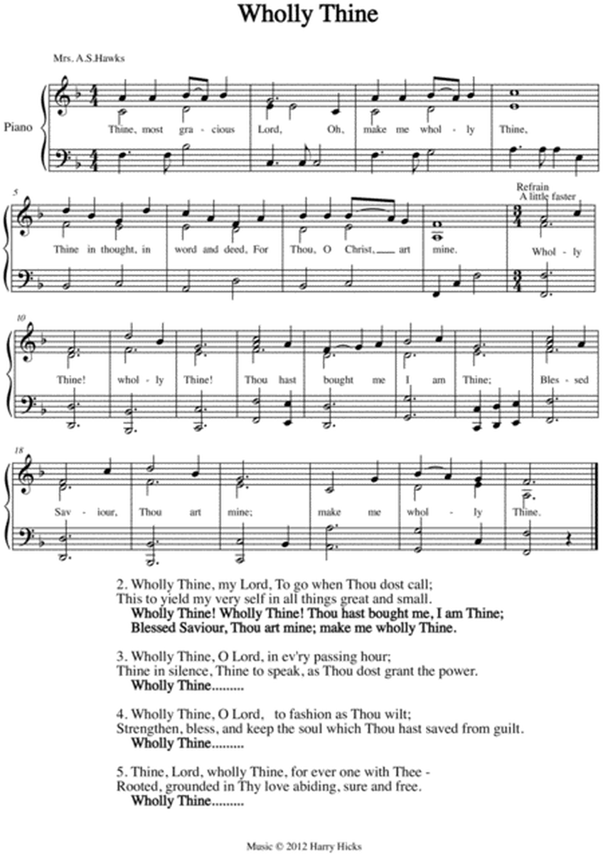 Wholly Thine. A new tune to a wonderful old hymn.
