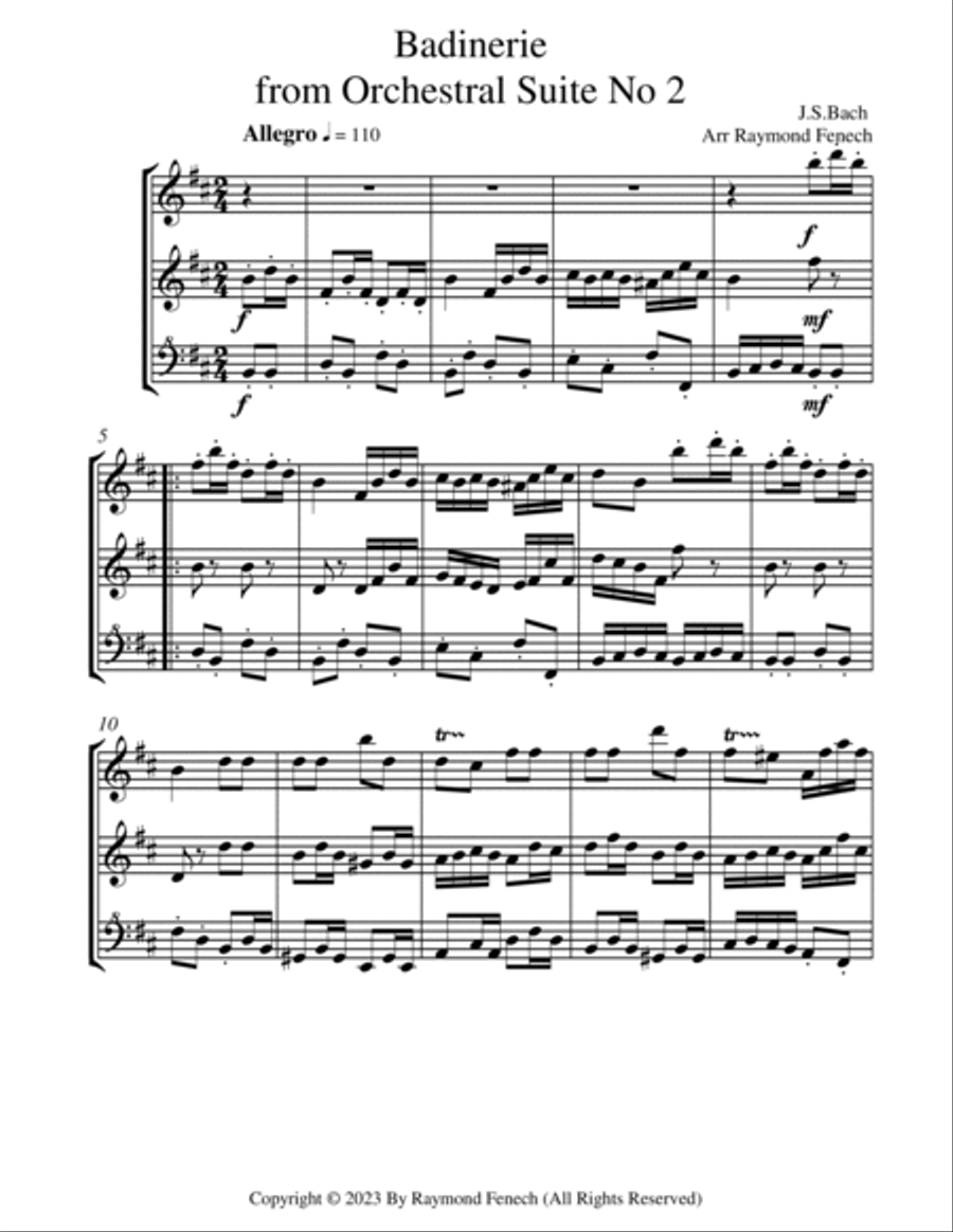 Badinerie - J.S.Bach - for Alto, Tenor and Great Bass Recorders Alto Recorder scores gallery preview page 5
