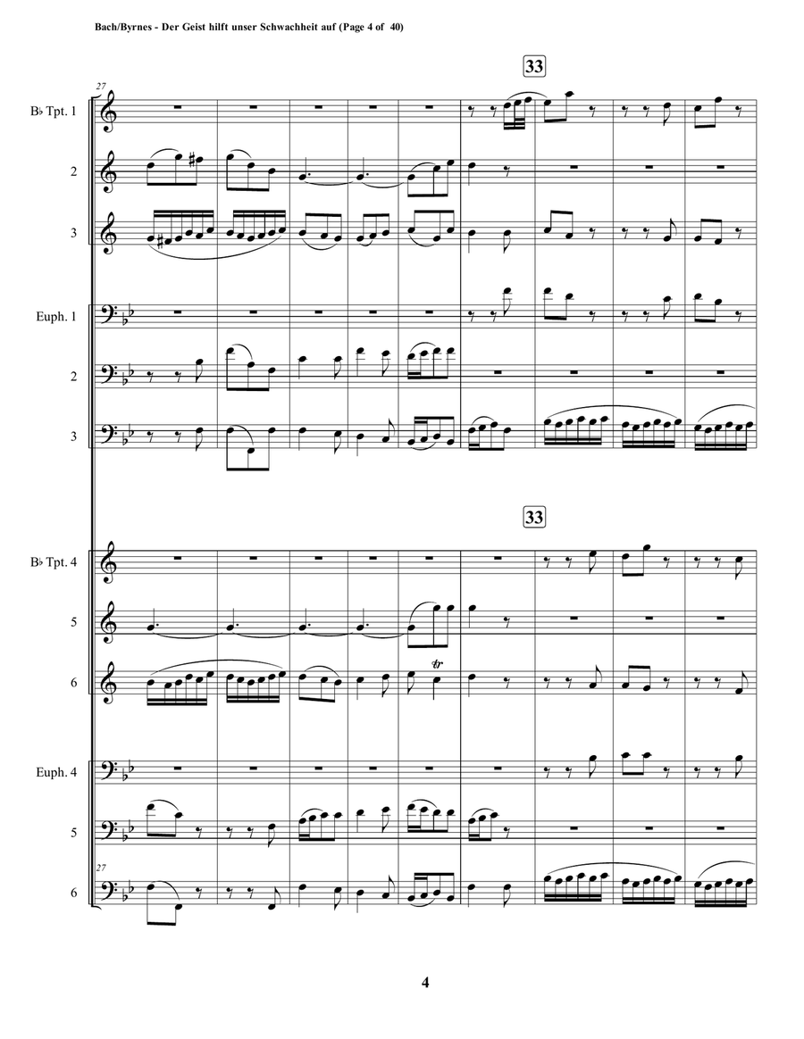 Der Geist hilft unser Schwachheit auf by J.S. Bach for Double Brass Choir Euphonium scores gallery preview page 4