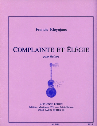 Book cover for Complainte Et Elegie Op.108 (guitar Solo)