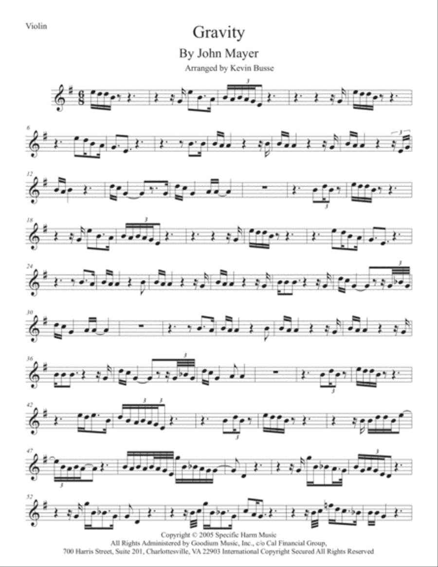 Gravity Violin Solo scores gallery preview page 1