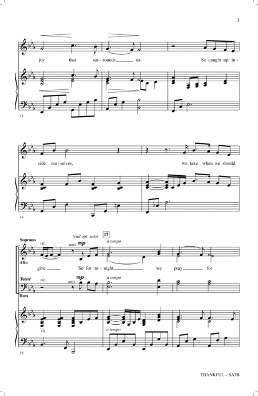 Thankful (arr. Mark Hayes) 4-Part scores gallery preview page 2