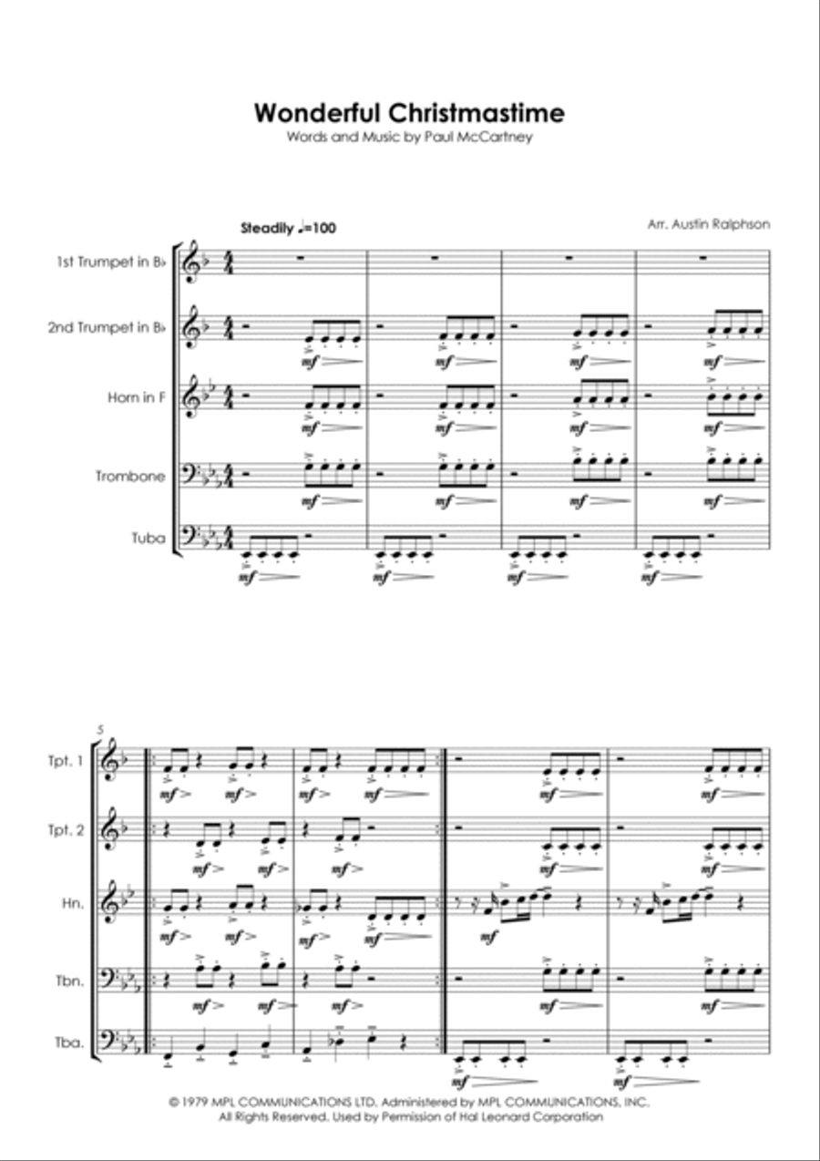 Wonderful Christmastime Horn scores gallery preview page 3