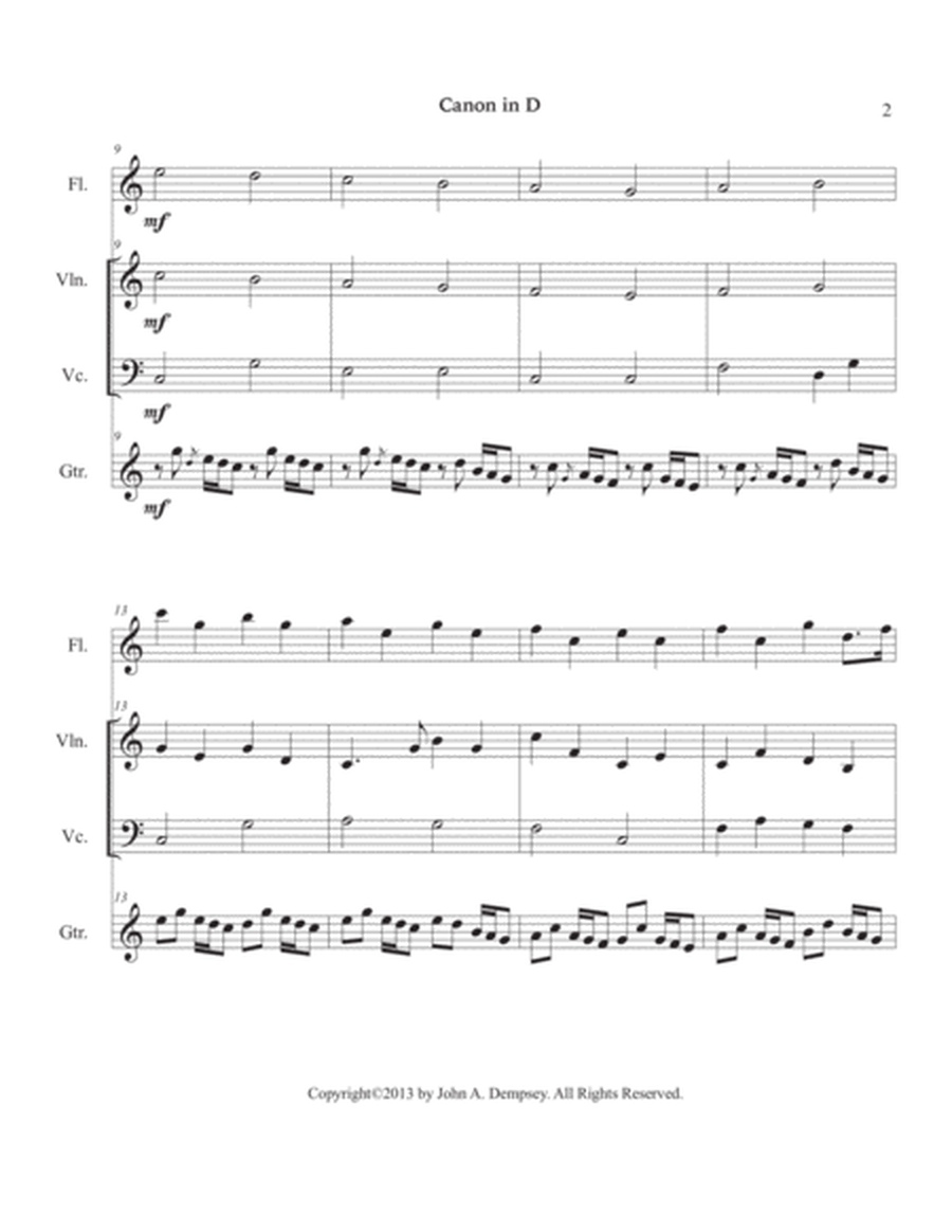 Canon in D (in C major): Quartet for Flute, Violin, Cello and Guitar image number null