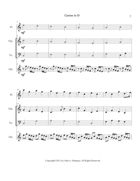 Canon in D (in C major): Quartet for Flute, Violin, Cello and Guitar image number null