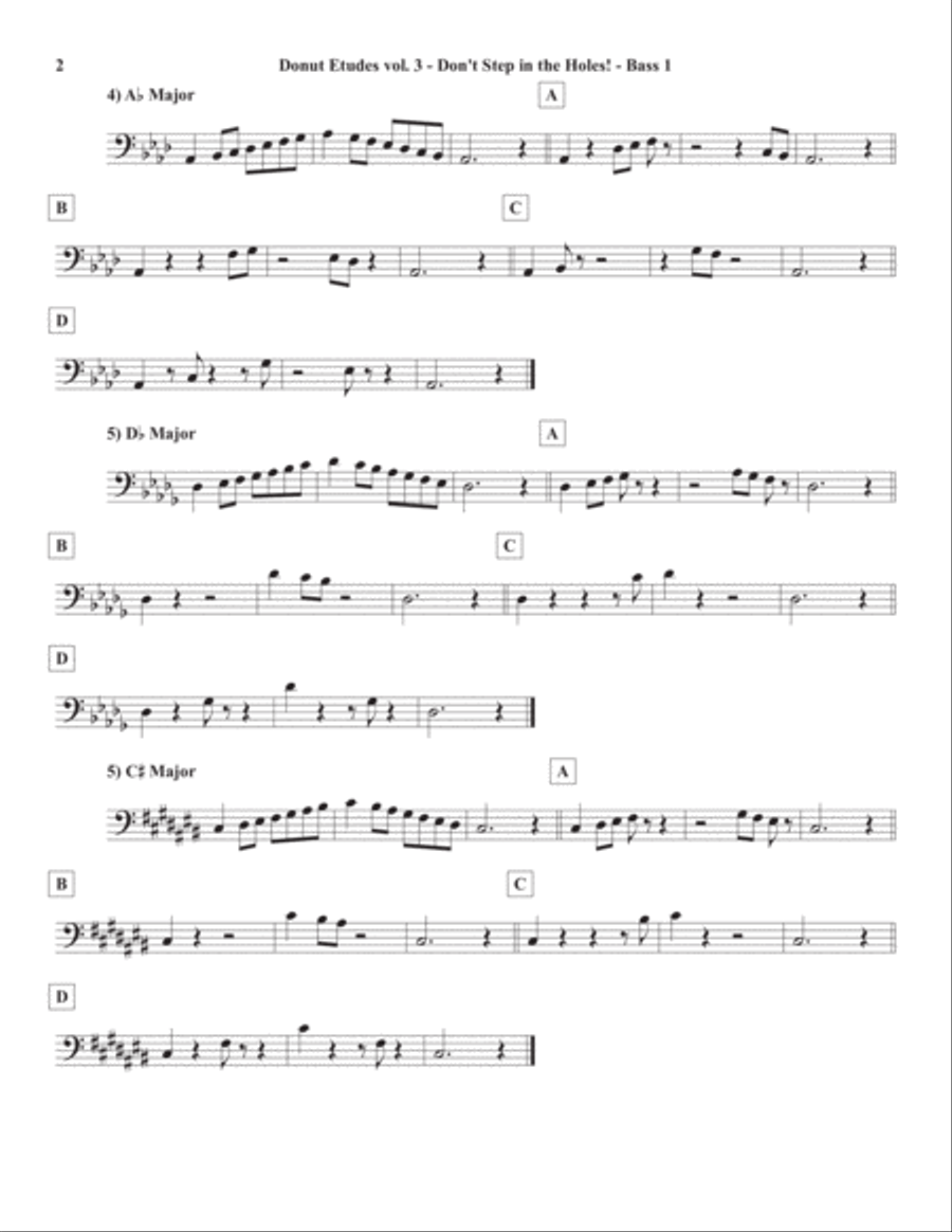 Donut Etudes vol. 3: Don’t Step in the Holes! – Bass Quartet Small Ensemble scores gallery preview page 5