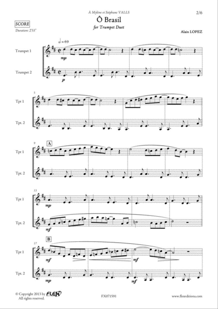 O Brasil Trumpet Duet scores gallery preview page 2