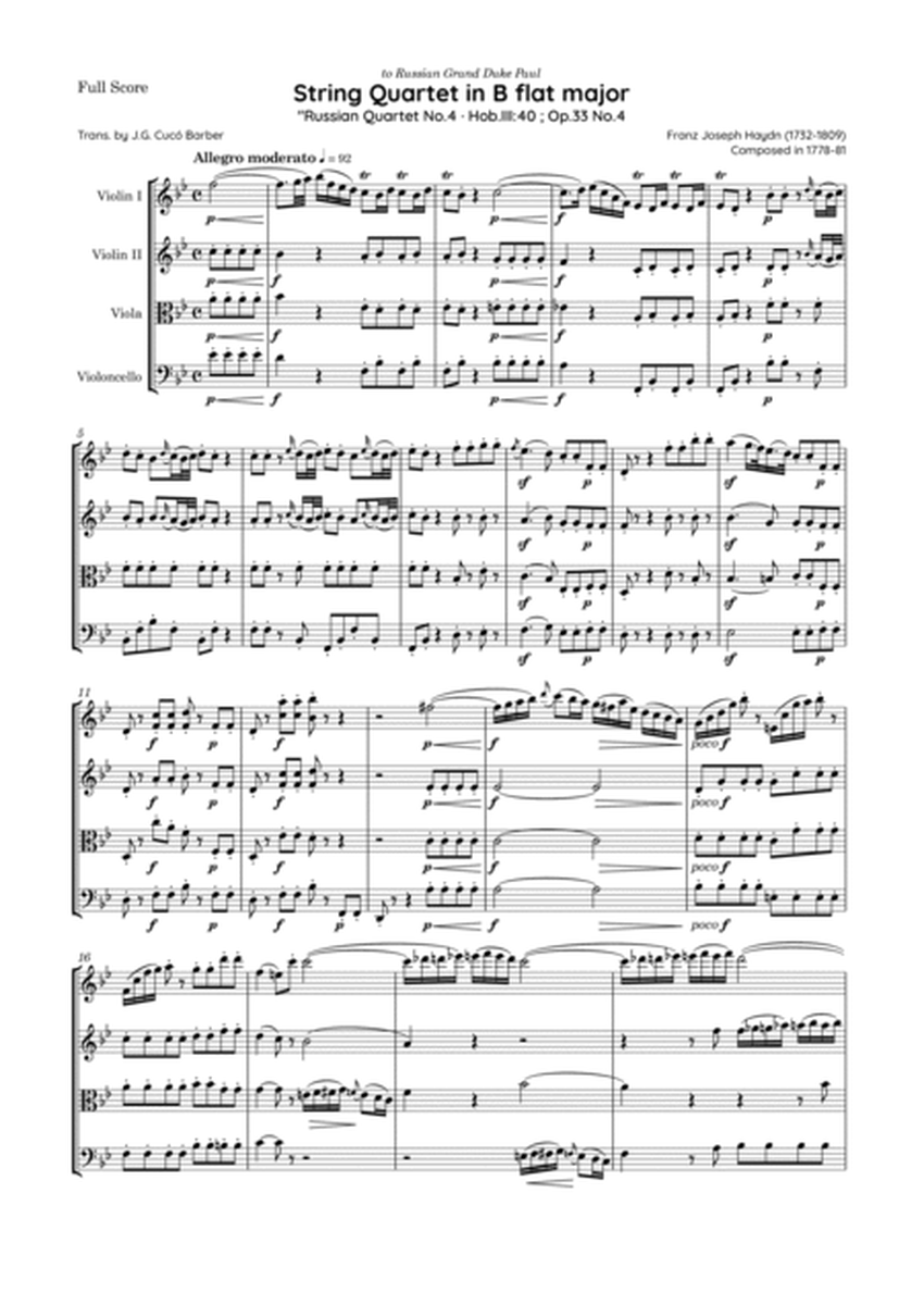 Haydn - String Quartet in B flat major, Hob.III:40 ; Op.33 No.4 · "Russian Quartet No.4"