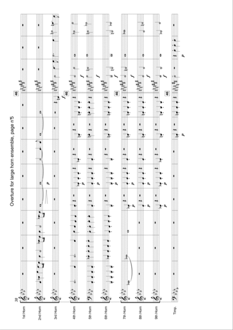 Overture for large horn ensemble and timpani Horn scores gallery preview page 5