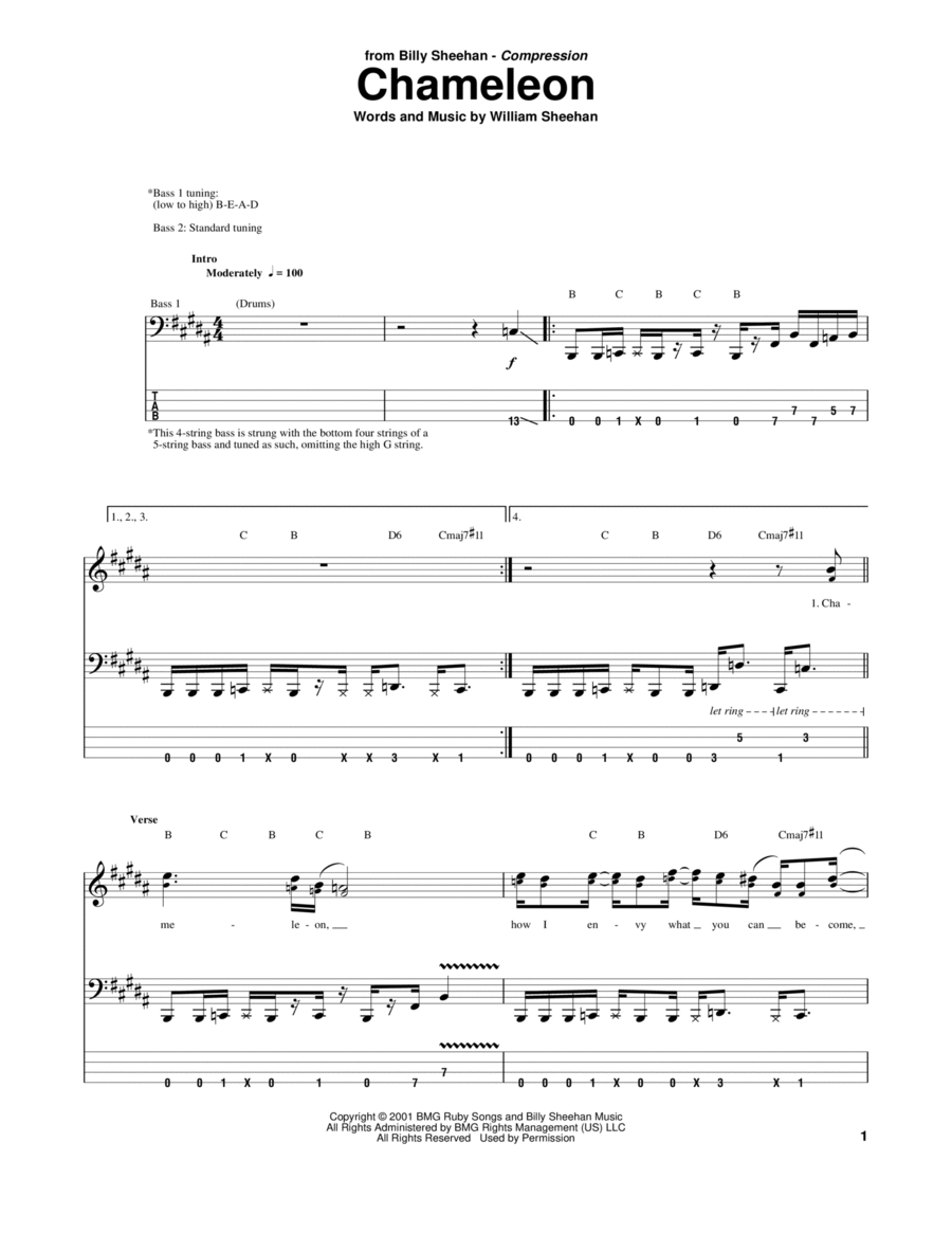 Chameleon Chameleon Guitar Tablature scores gallery preview page 1