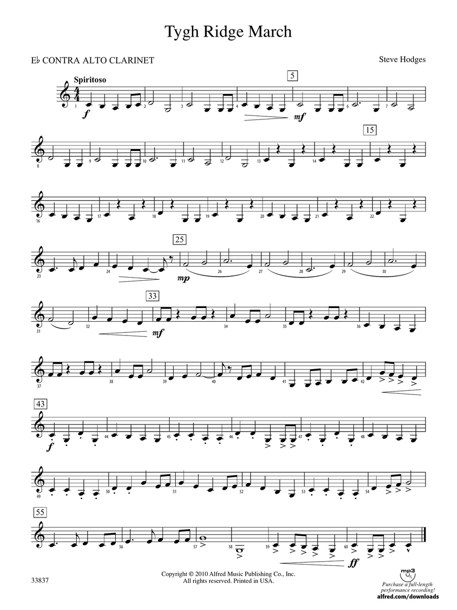 Tygh Ridge March: (World Part) E-flat Contrabass Clarinet