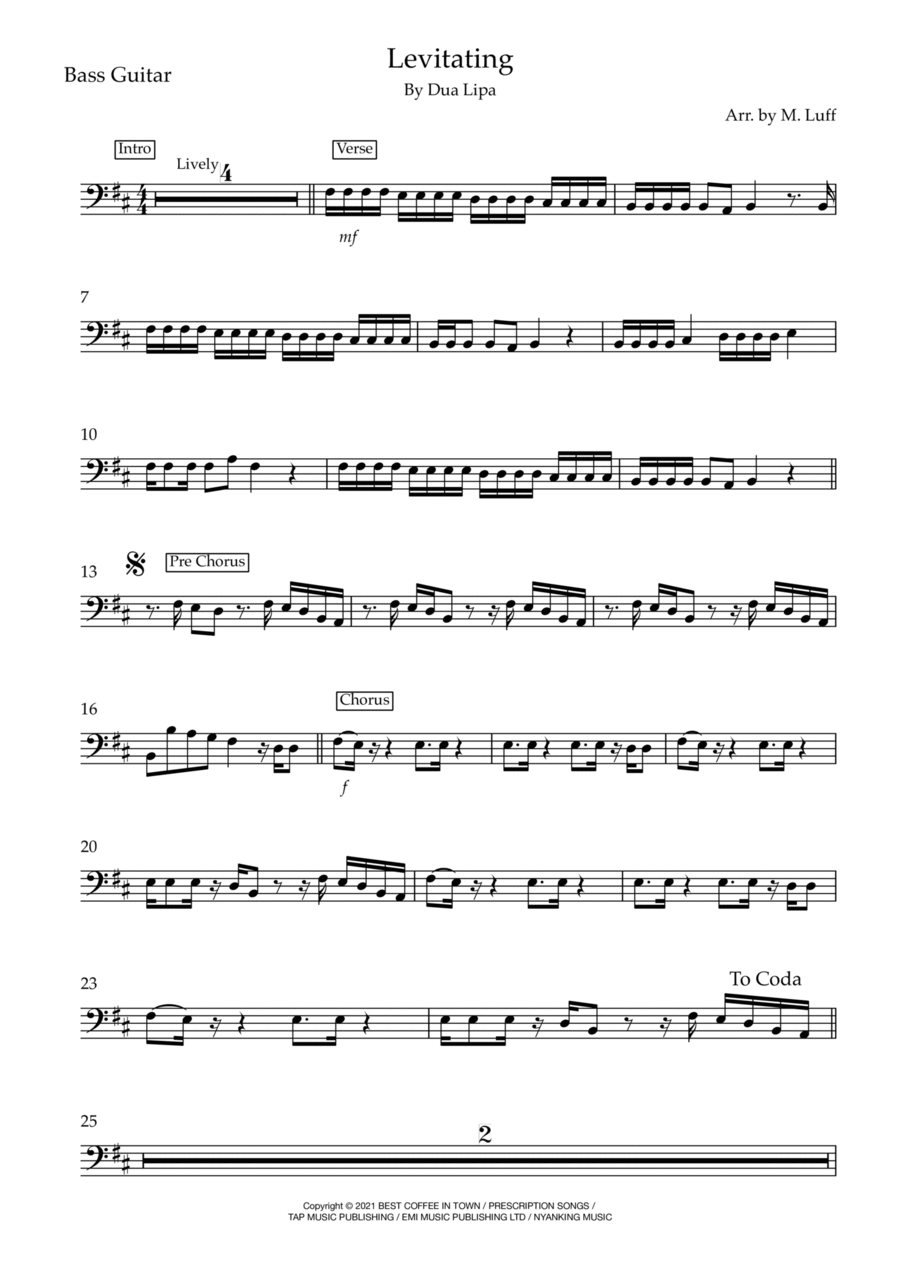 Levitating Levitating Bass Guitar scores gallery preview page 1