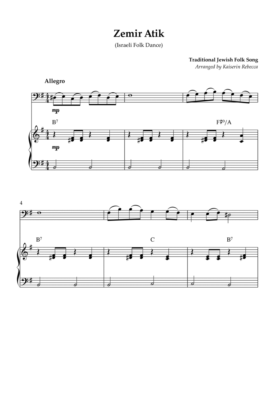 Zemir Atik (Israeli Folk Dance) Piano scores gallery preview page 1