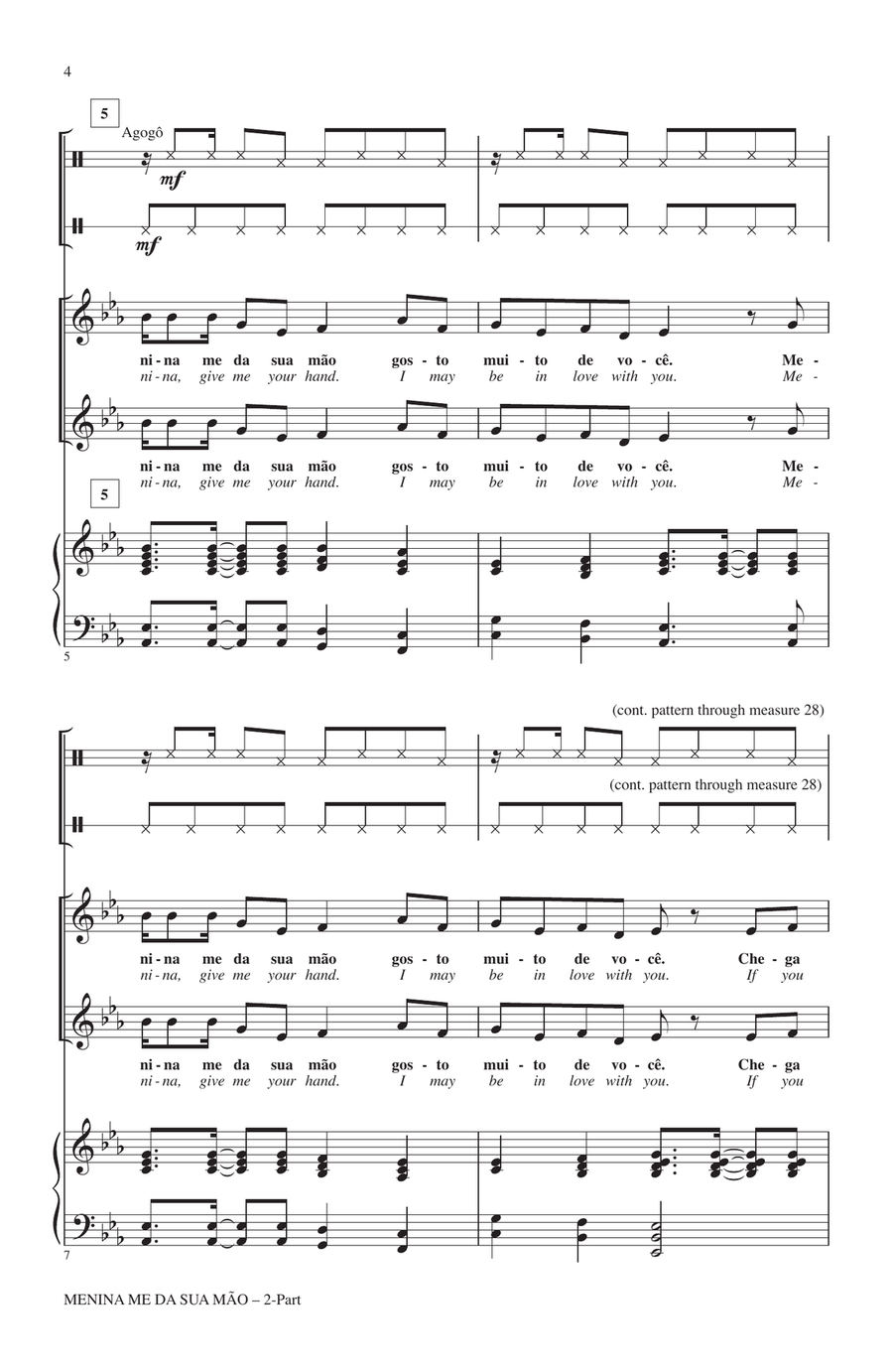 Menina Me Da Sua Mao (Give Me Your Hand, Menina) 2-Part scores gallery preview page 2