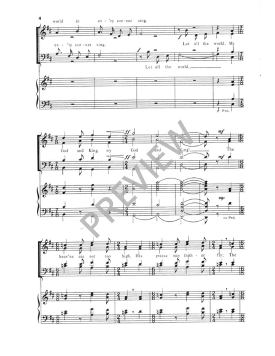 Let All the World in Every Corner Sing 4-Part scores gallery preview page 5