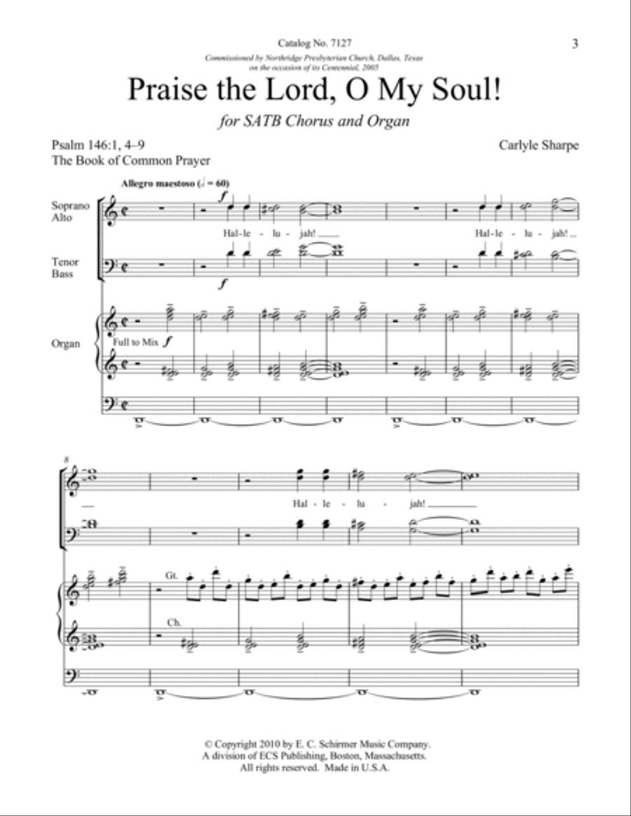 Praise the Lord, O My Soul 4-Part scores gallery preview page 7