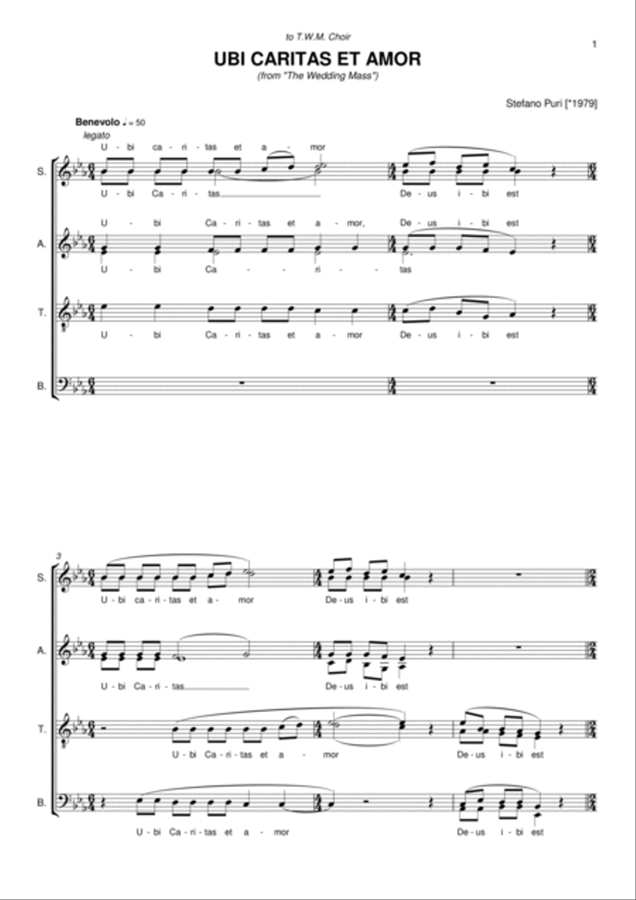 Ubi Caritas et Amor Ubi Caritas et Amor 4-Part scores gallery preview page 3