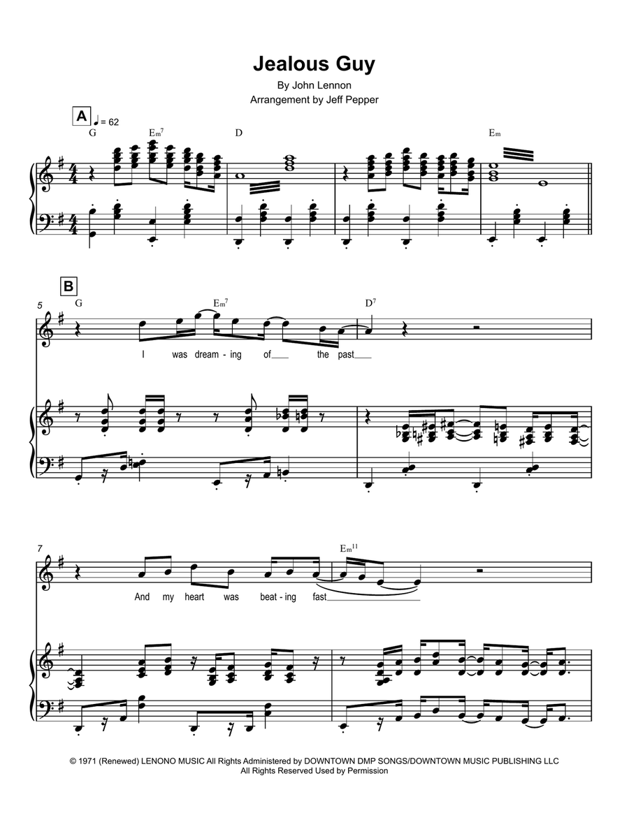 Jealous Guy Voice scores gallery preview page 1