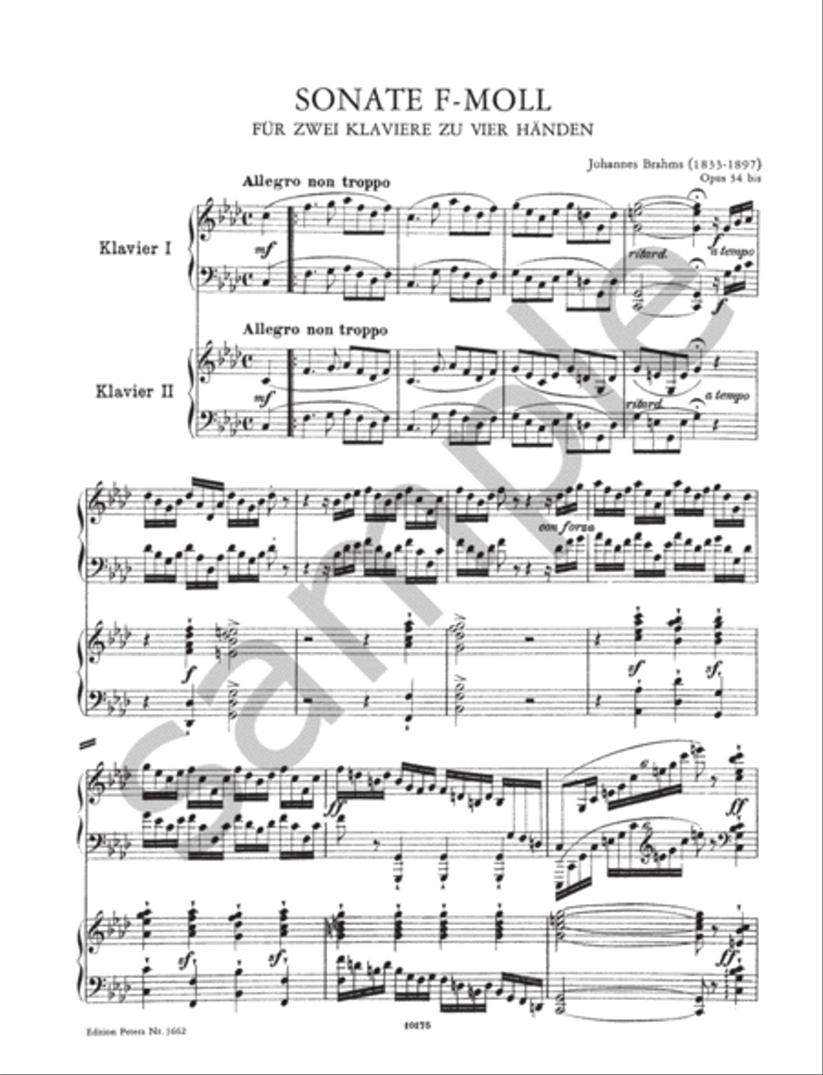 Sonata for 2 Pianos in F minor Op. 34b Piano Duet scores gallery preview page 3