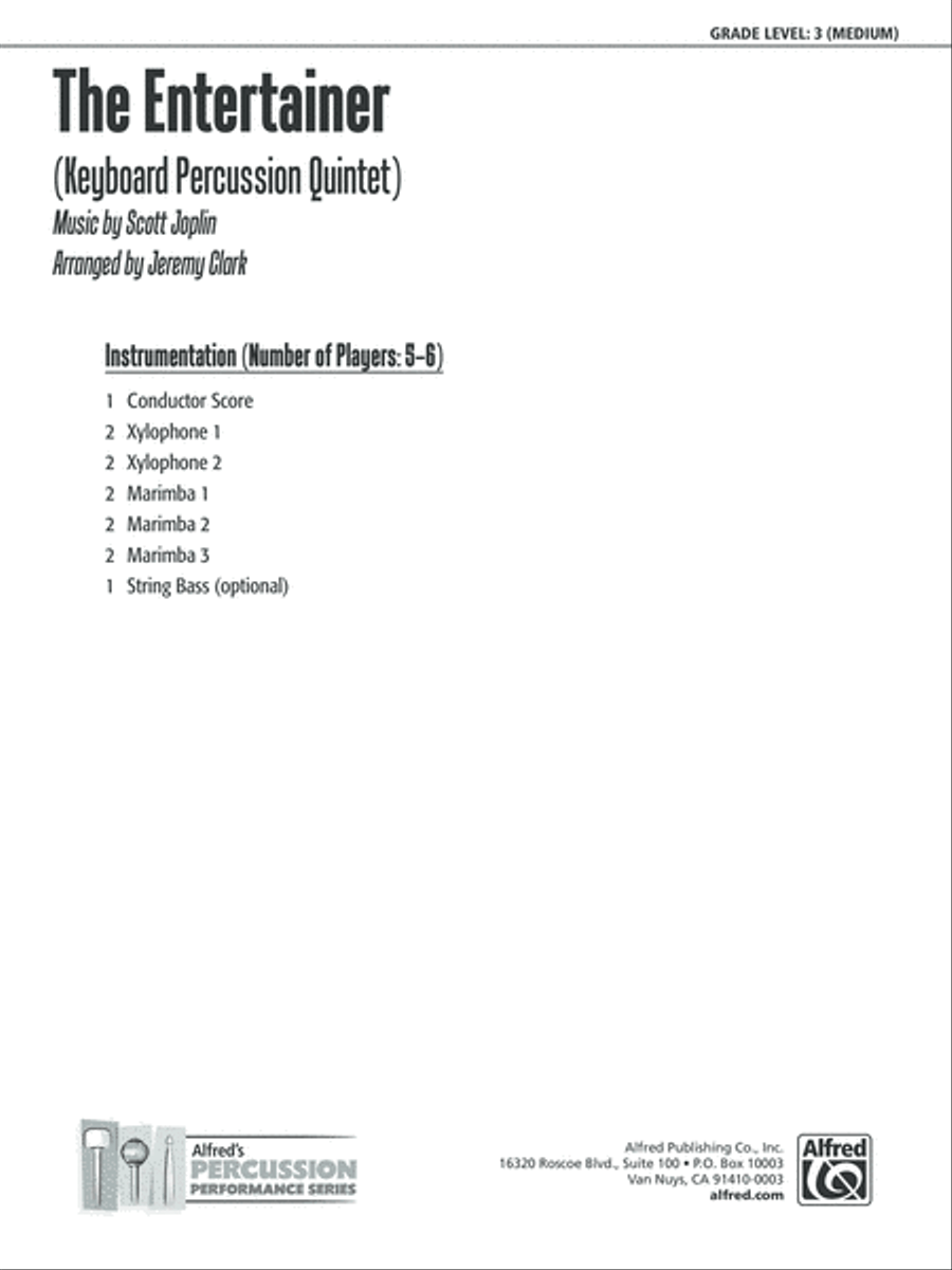 The Entertainer: Score Percussion Ensemble scores gallery preview page 1