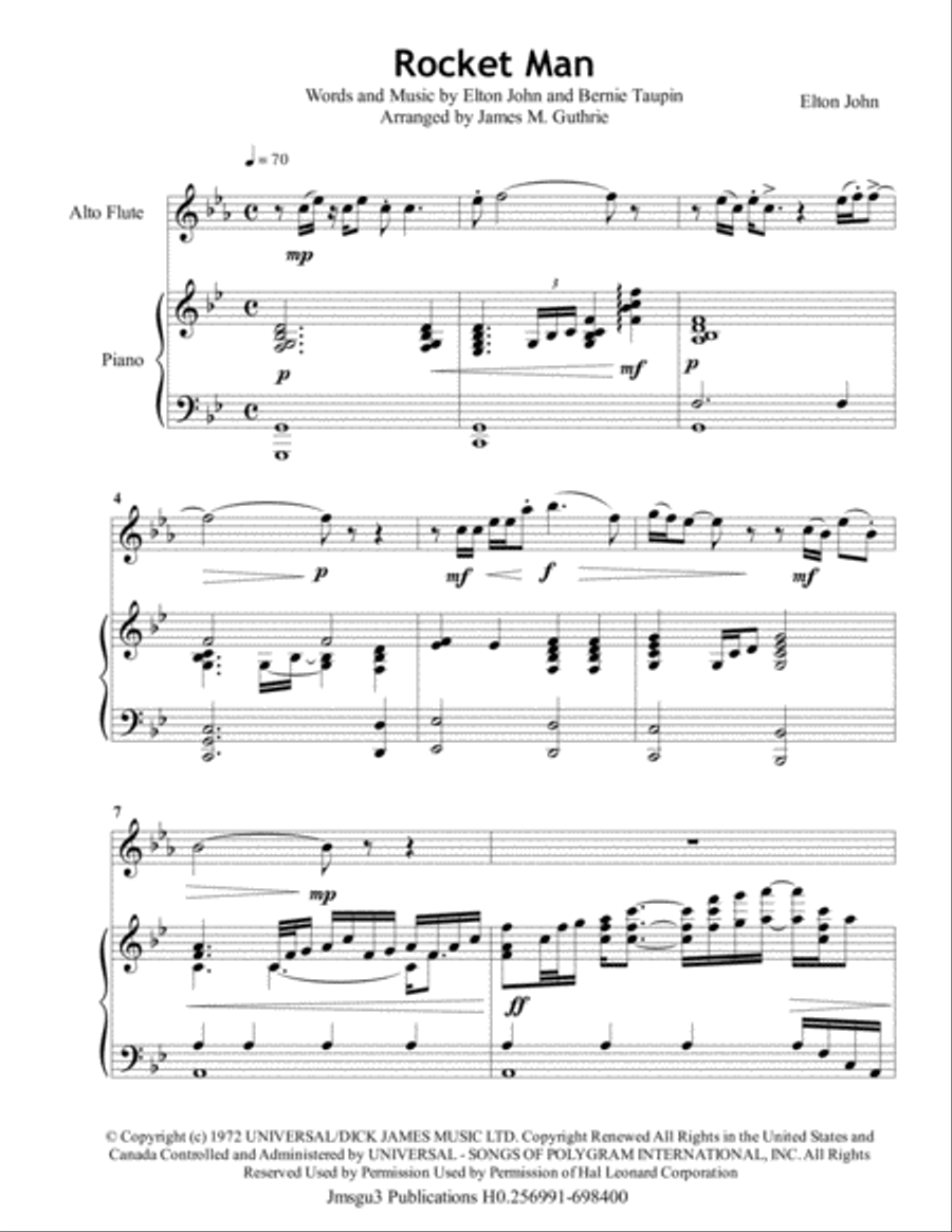 Rocket Man (I Think It's Gonna Be A Long Long Time) Flute Solo scores gallery preview page 2