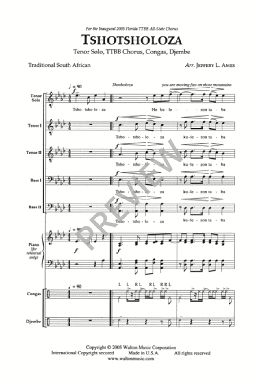 Tshotsholoza (TTBB) TTBB scores gallery preview page 2