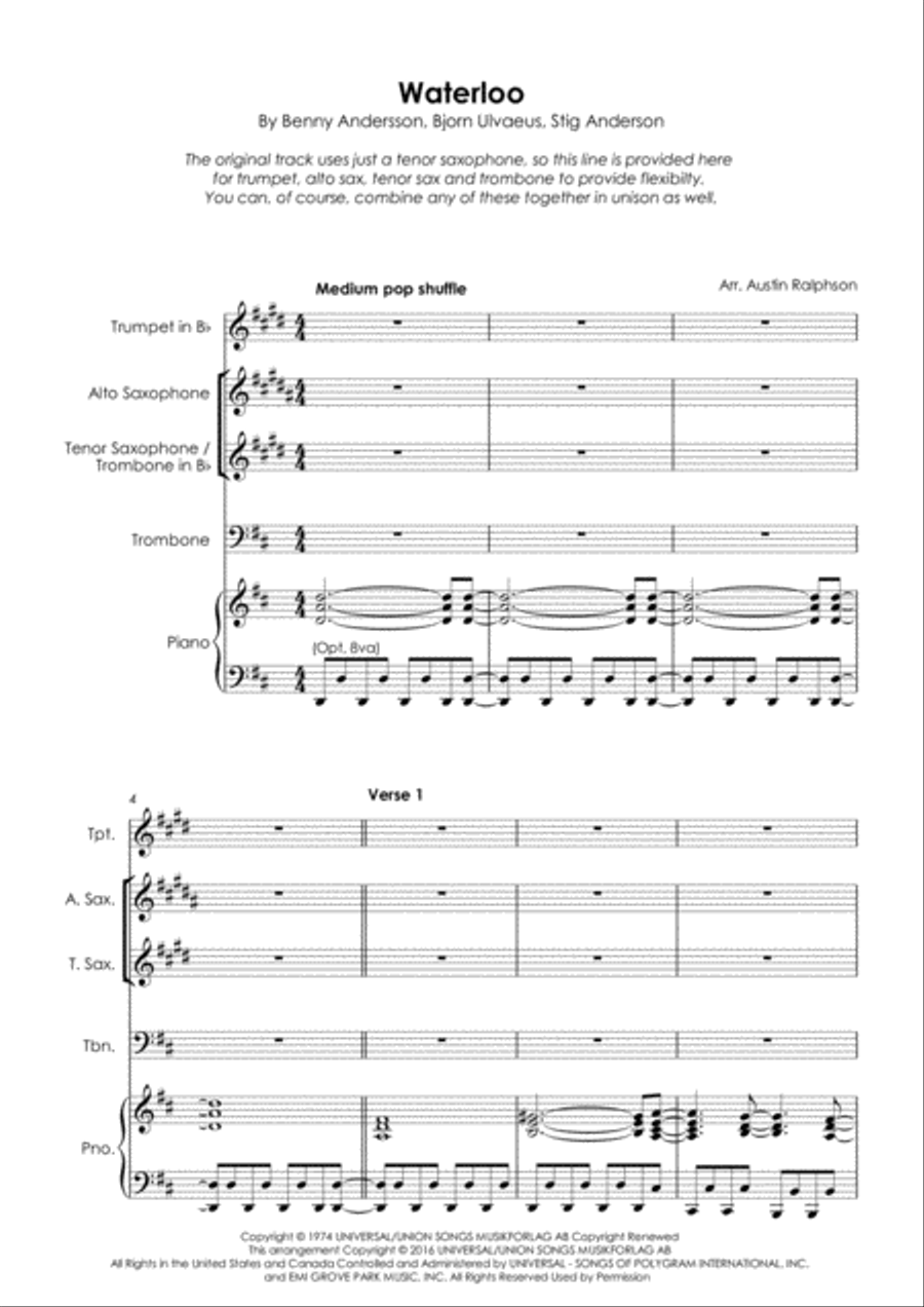 Waterloo Waterloo Tenor Saxophone scores gallery preview page 3