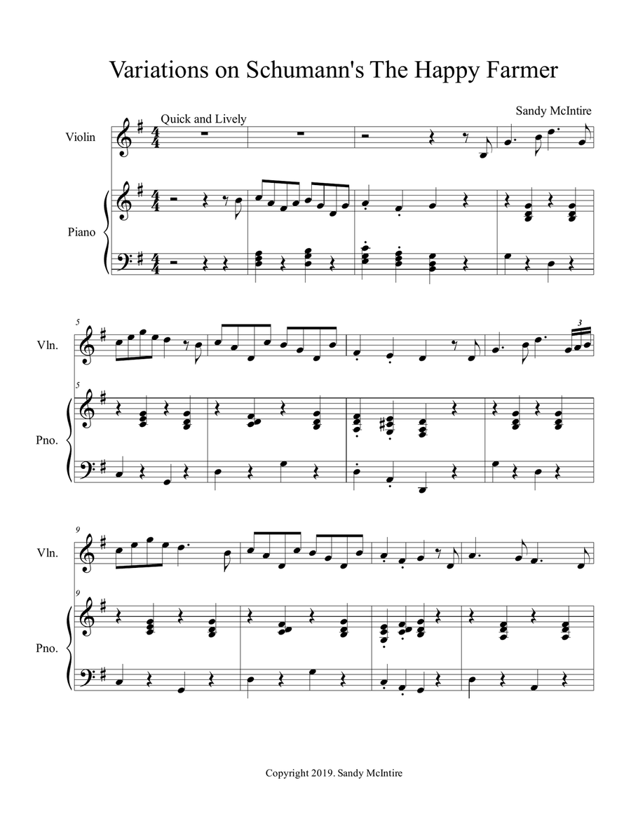 Variations on Schumann s The Happy Farmer by Sandy McIntire