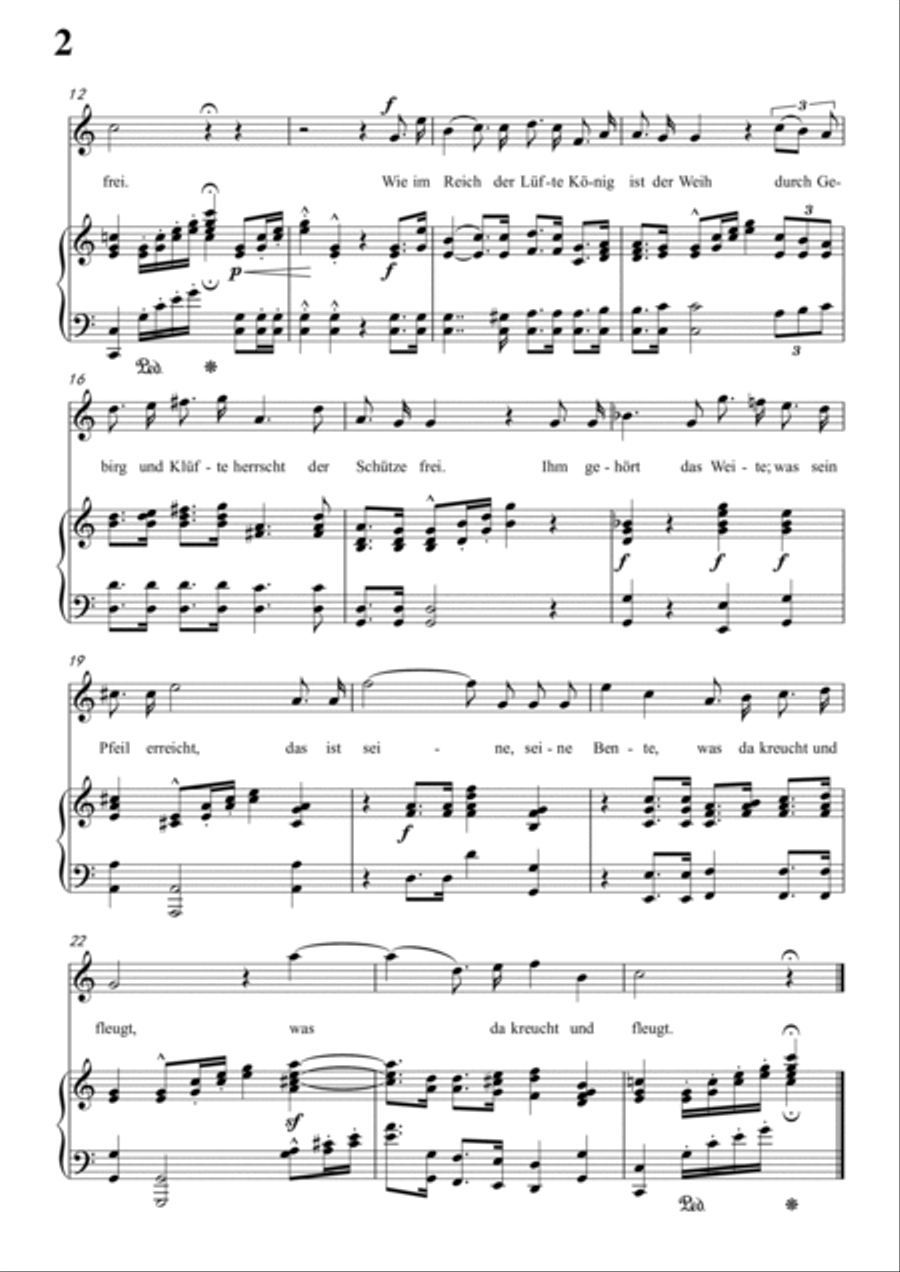 Schumann-Des Buben Schützenlied in C Major,Op.79,No.26 for Voice and Piano Voice Solo scores gallery preview page 3