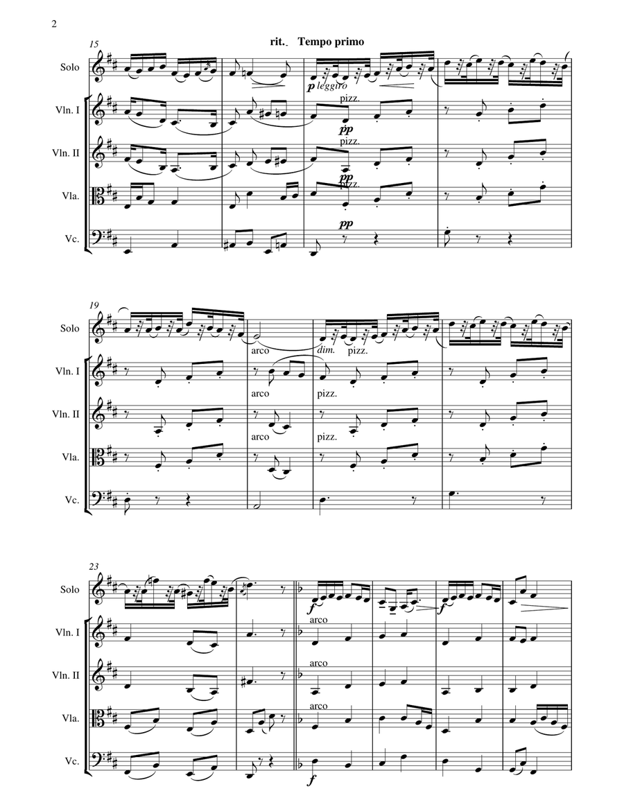 Dvorak Humoresque for Violin Solo with String Orchestra String Orchestra scores gallery preview page 2
