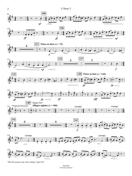 Suite from Mass (arr. Michael Sweeney) - F Horn 3