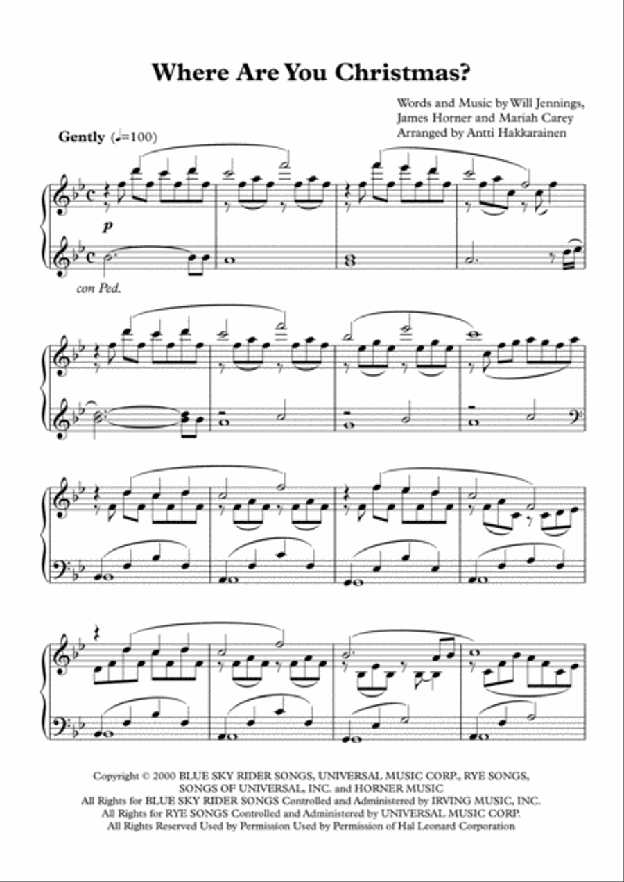 Where Are You Christmas? Where Are You Christmas? Piano Solo scores gallery preview page 2